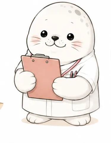 看護師あざらしがバインダーを持っている